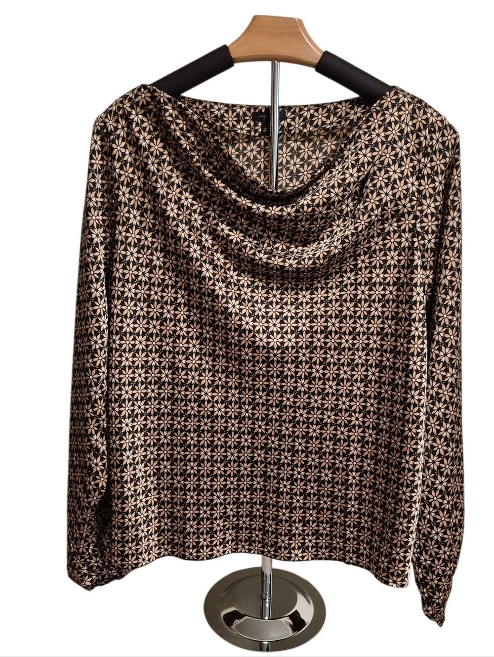 Ann Taylor Long-Sleeve Cowl-Neck Blouse - Size Small